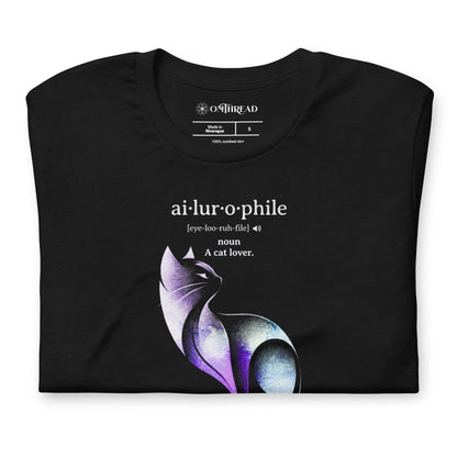 OMTHREAD Ailurophile Definition T-Shirt Minimalist Cat Art Lover Gift