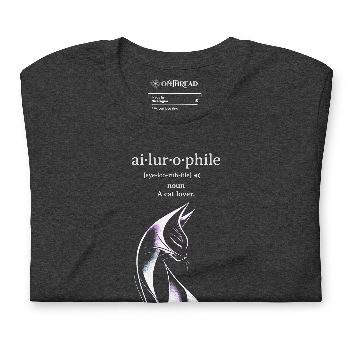 OMTHREAD Ailurophile Definition T-Shirt Minimalist Cat Lover Gift