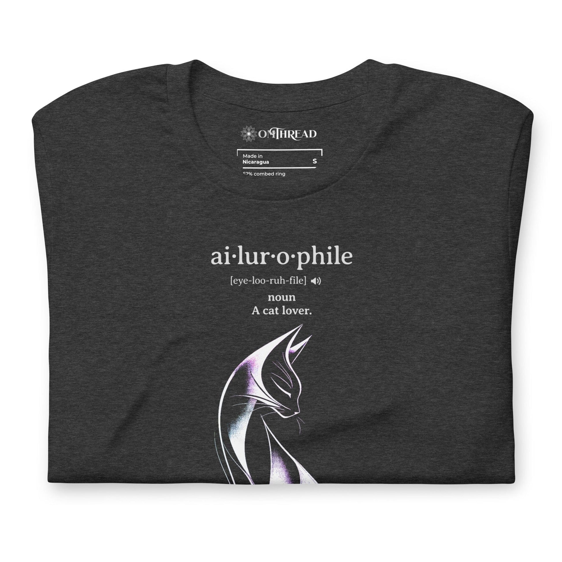OMTHREAD Ailurophile Definition T-Shirt Minimalist Cat Lover Gift