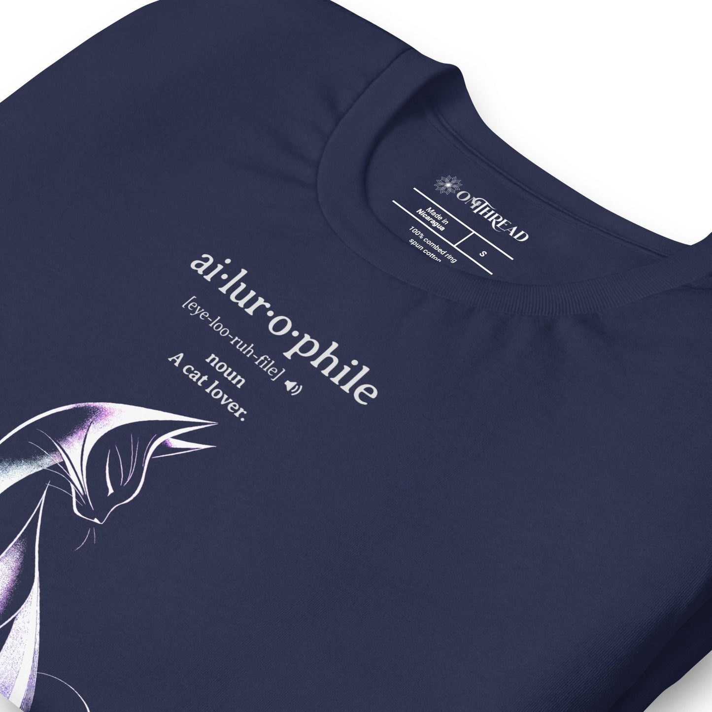 OMTHREAD Ailurophile Definition T-Shirt Minimalist Cat Lover Gift