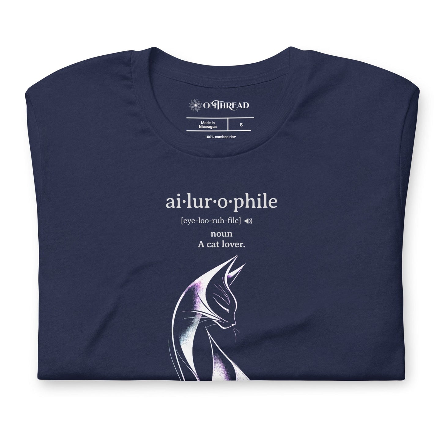 OMTHREAD Ailurophile Definition T-Shirt Minimalist Cat Lover Gift