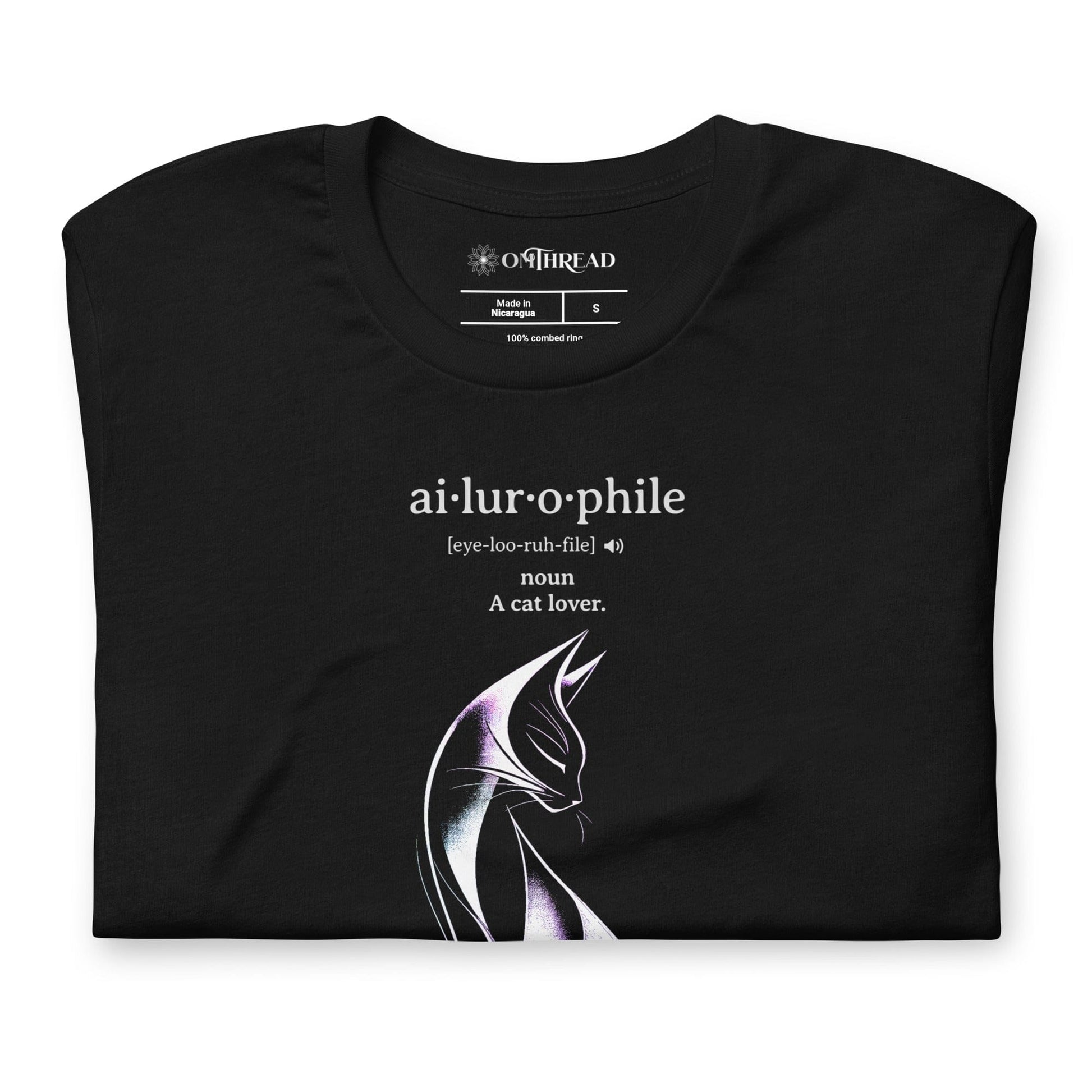 OMTHREAD Ailurophile Definition T-Shirt Minimalist Cat Lover Gift
