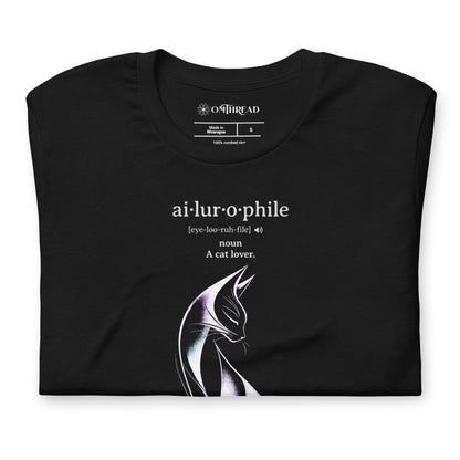 OMTHREAD Ailurophile Definition T-Shirt Minimalist Cat Lover Gift