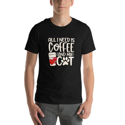 OMTHREAD All I Need is Coffee and My Cat T-Shirt | Funny Cat Lover Tee