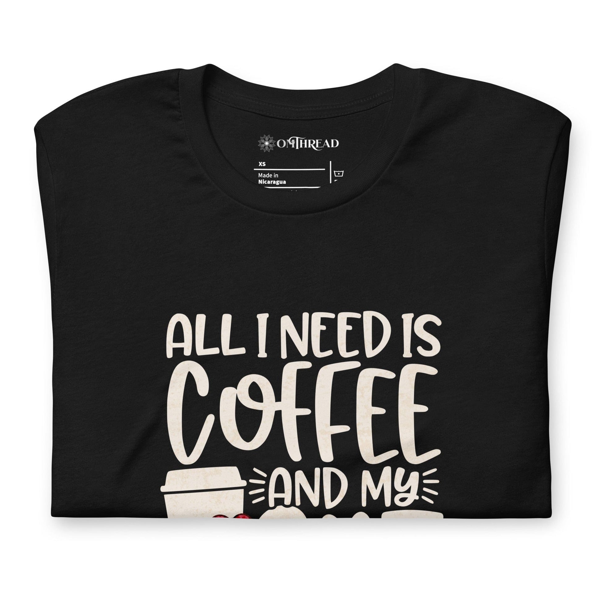 OMTHREAD All I Need is Coffee and My Cat T-Shirt | Funny Cat Lover Tee