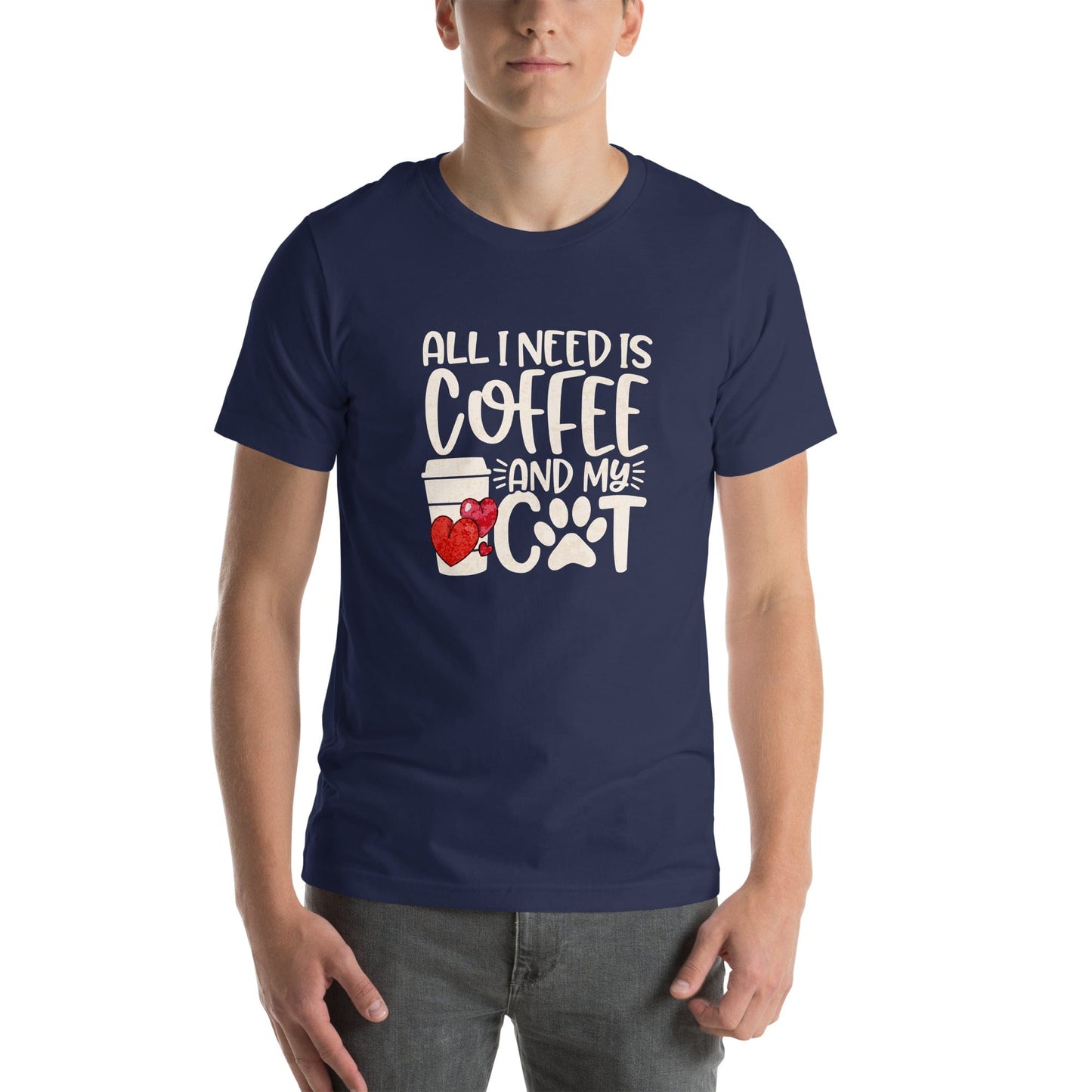 OMTHREAD All I Need is Coffee and My Cat T-Shirt | Funny Cat Lover Tee