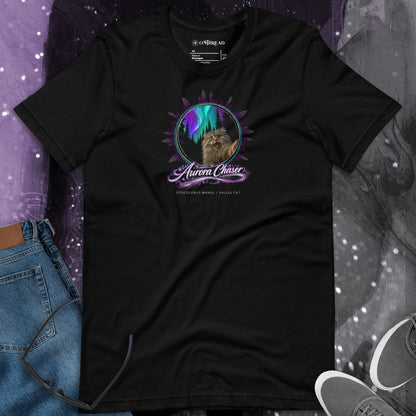 OMTHREAD Aurora Chaser Pallas Cat T-Shirt Northern Lights Night Sky
