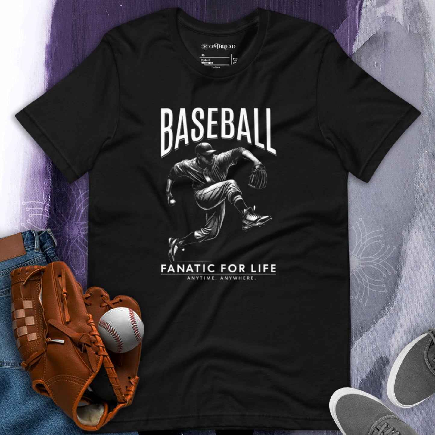 OMTHREAD Baseball Fanatic for Life Nostalgic Pitcher Tee