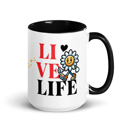 OMTHREAD Black / 15 oz Love Life. Live Life - Mug with Color Inside