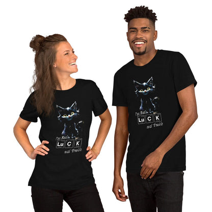 OMTHREAD Black Cat 'I'm Bad Luck and Trouble' Tee | Chemistry Periodic Table Shirt