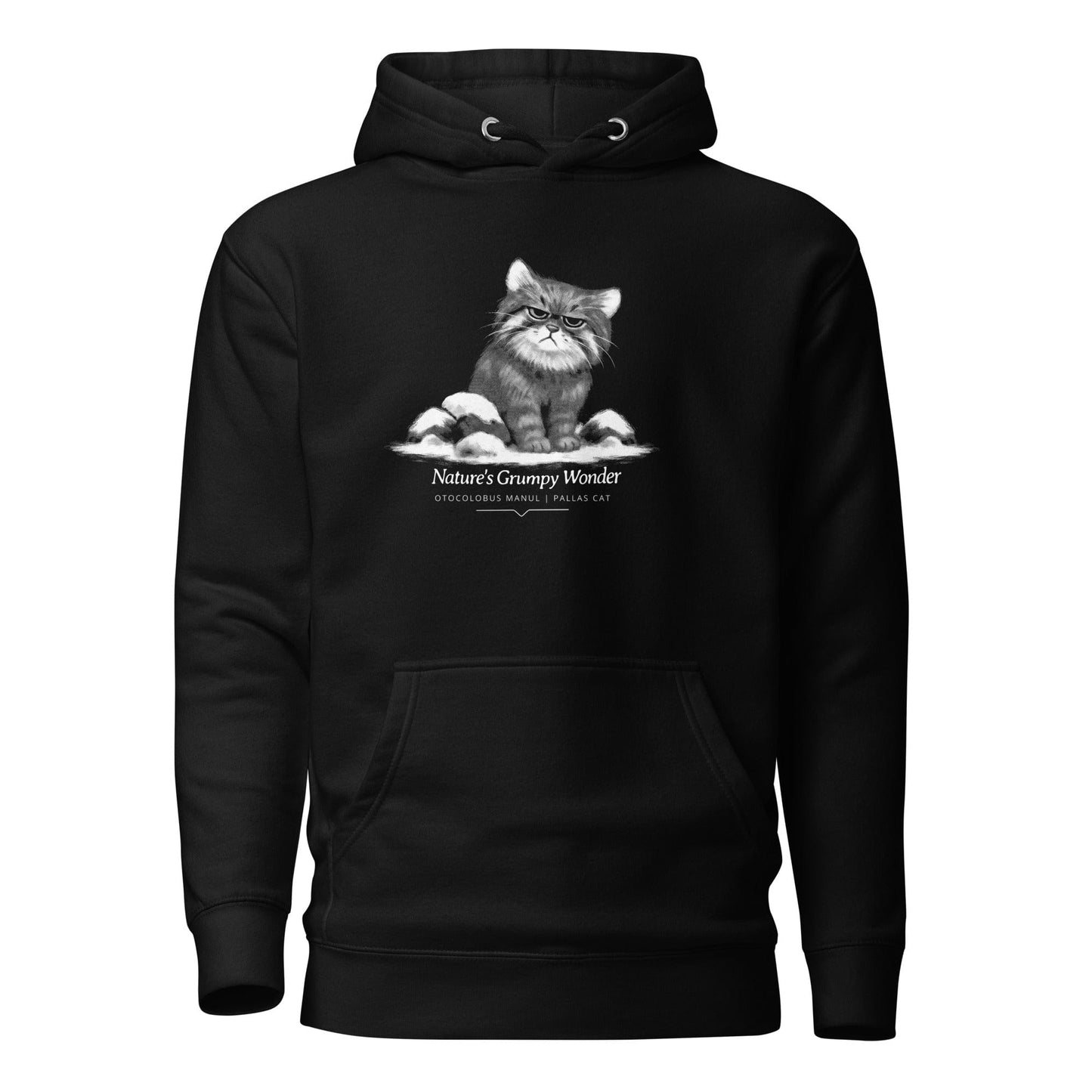 OMTHREAD Black / S Pallas Cat Hoodie Nature’s Grumpy Wonder – Cozy Wildlife Graphic for Cat Lovers