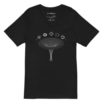 OMTHREAD Black / S QMM White Print Unisex V-Neck T-Shirt