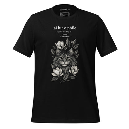 OMTHREAD Black / XS Ailurophile Definition T-Shirt Floral Cat Lover Gift