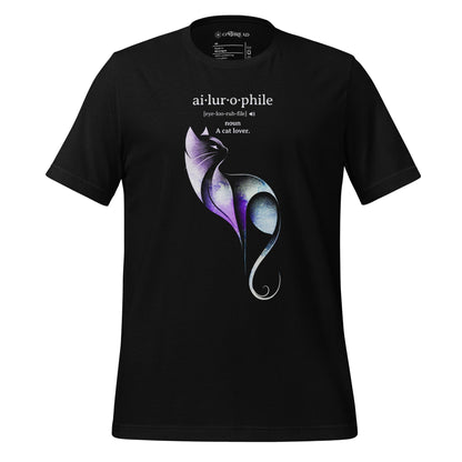 OMTHREAD Black / XS Ailurophile Definition T-Shirt Minimalist Cat Art Lover Gift