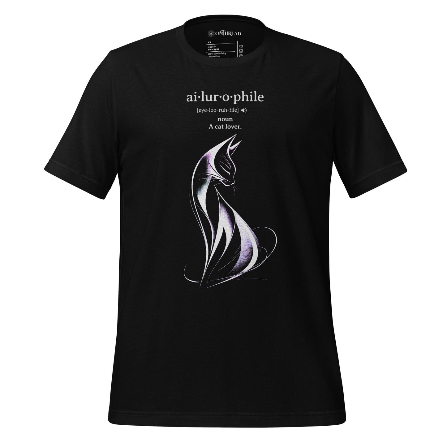 OMTHREAD Black / XS Ailurophile Definition T-Shirt Minimalist Cat Lover Gift