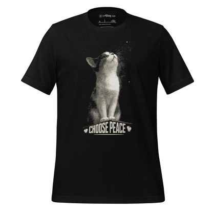 OMTHREAD Black / XS Choose Peace Cat T-Shirt, Inspirational Cat Shirt, Positive Gift for Cat Lovers