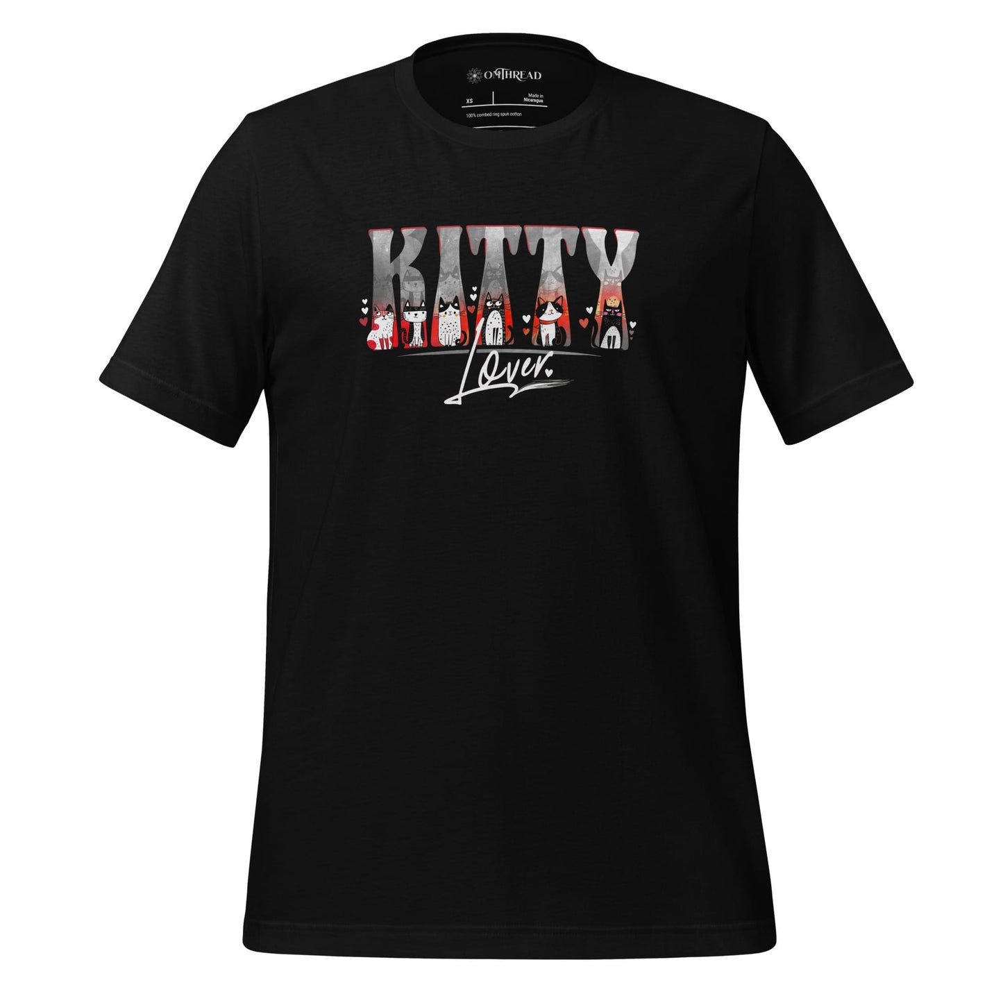 OMTHREAD Black / XS Cute Cat Lover Shirt Kitty Lover Cat Graphic Tee