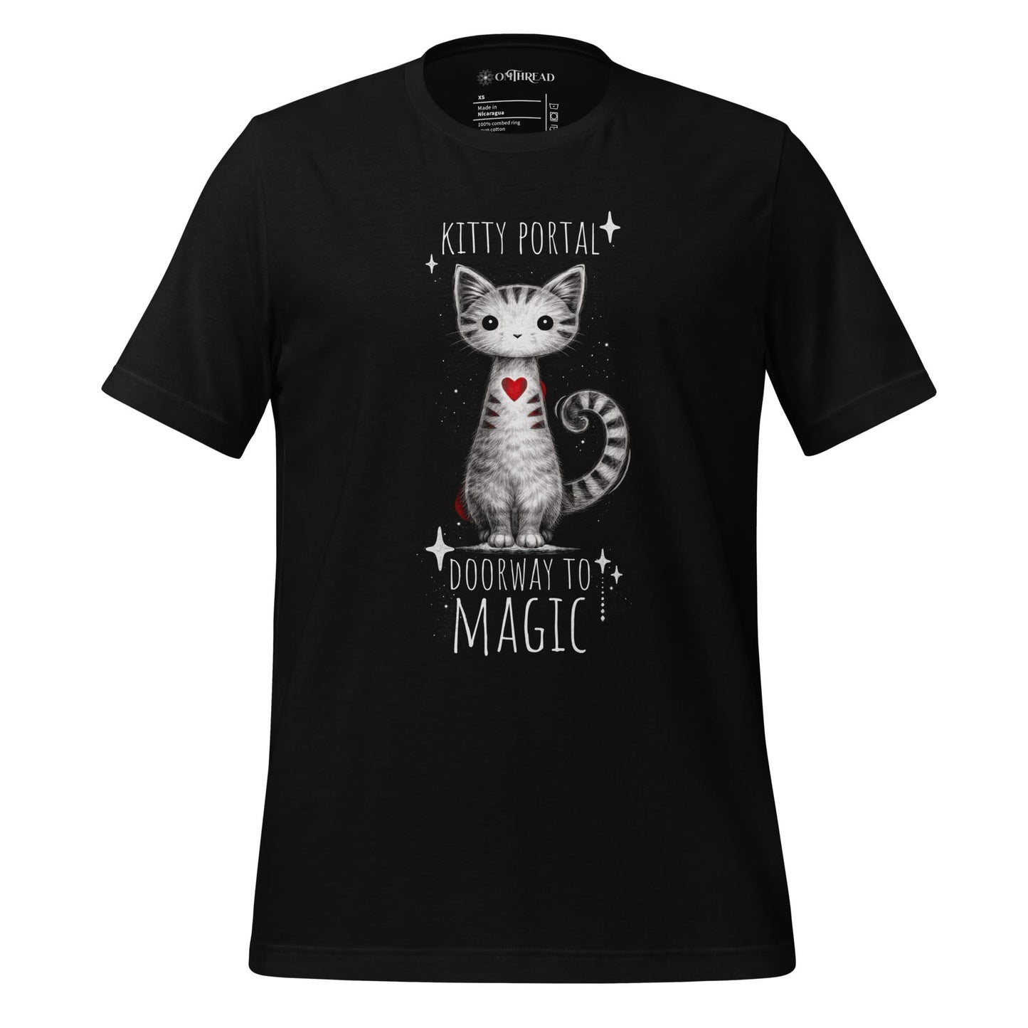 OMTHREAD Black / XS Cute Magical Cat Shirt Kitty Portal Cat Lover Tee
