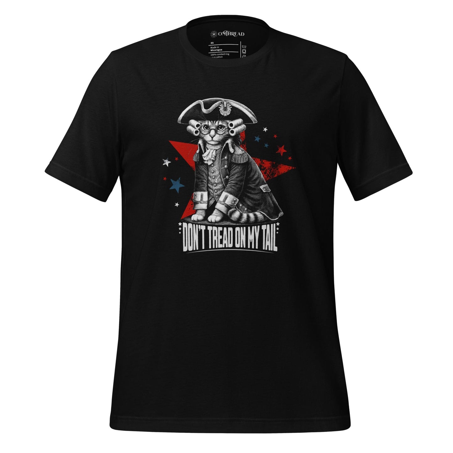 OMTHREAD Black / XS Dont Tread on My Tail Patriot Cat Graphic Shirt