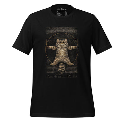 OMTHREAD Black / XS Funny Purr-truvian Pallas Cat T-Shirt Vitruvian Manul Da Vinci Parody