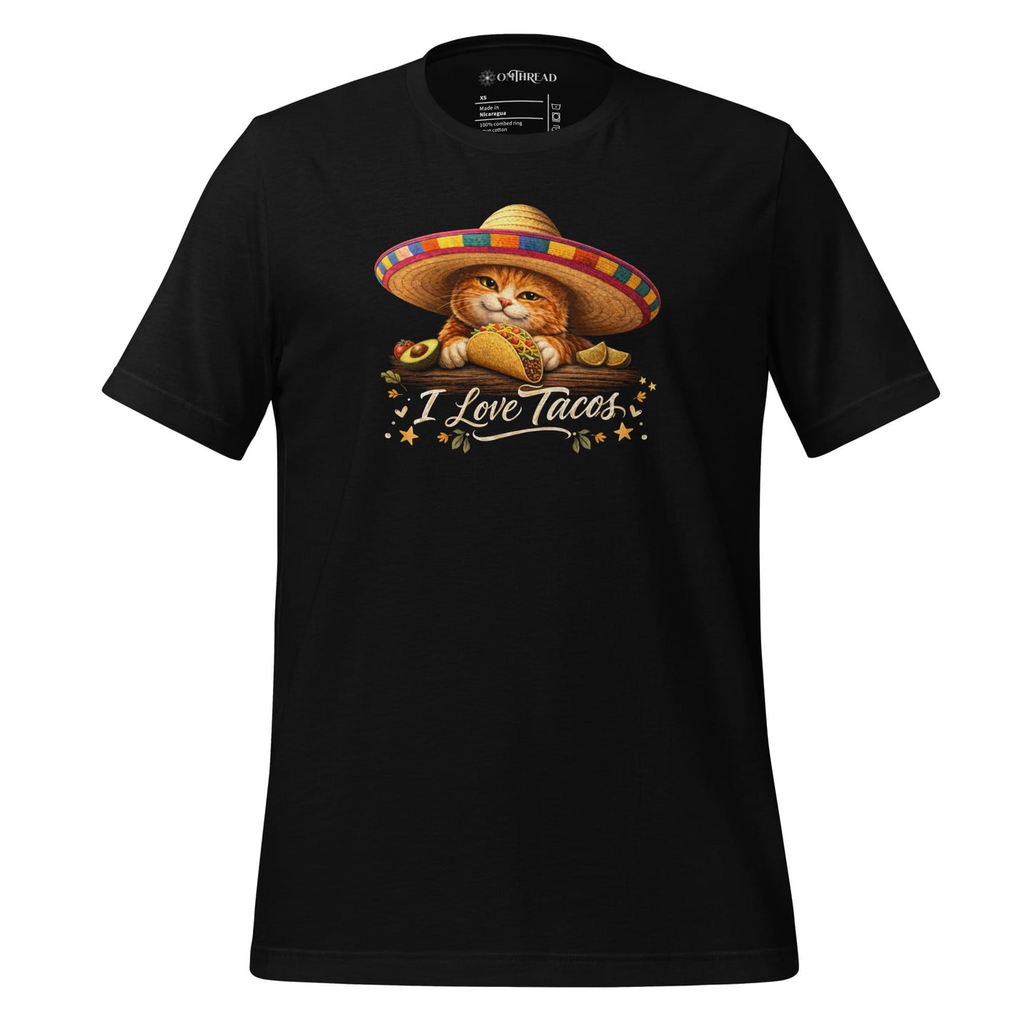 OMTHREAD Black / XS Funny Taco Cat Shirt Orange Cat Taco Lover T-Shirt