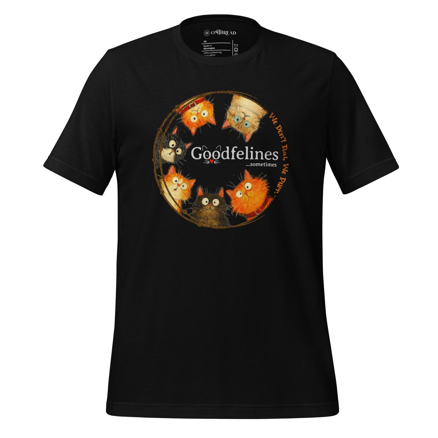 OMTHREAD Black / XS Goodfelines Cat Club T-Shirt, We Don’t Rat, We Purr