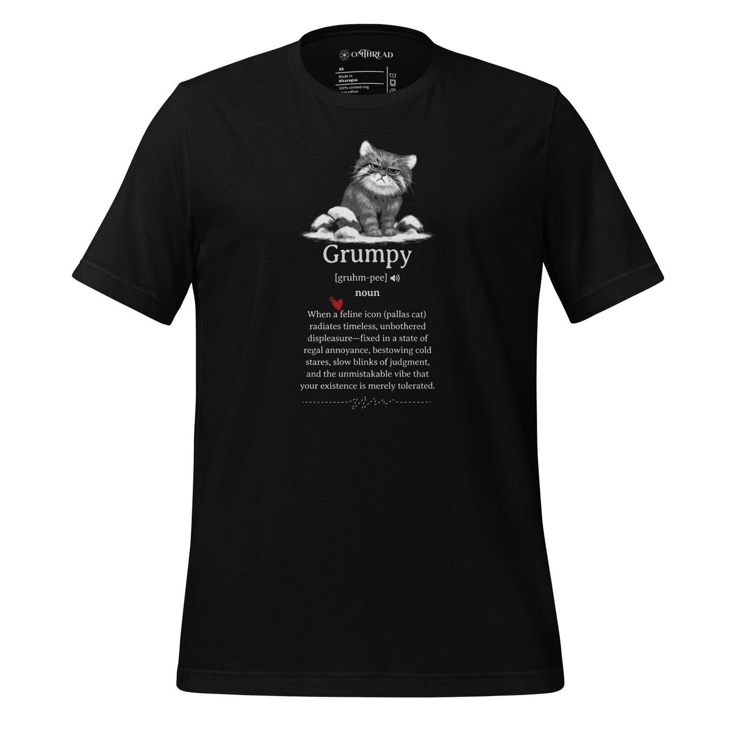 OMTHREAD Black / XS Grumpy Pallas Cat Definition T-Shirt, Funny Grumpy Cat Shirt, Gift for Cat Lovers