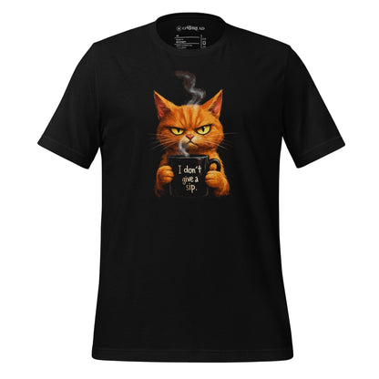 OMTHREAD Black / XS I Don’t Give a Sip Cat Shirt Funny Orange Coffee Cat Lover Tee