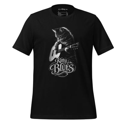OMTHREAD Black / XS Kitty Got the Blues Cat Guitar Graphic T Shirt for Music Lovers