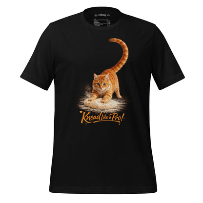 OMTHREAD Black T-Shirt Knead Like a Pro Cat Orange Tabby Making Biscuits Baker Gift