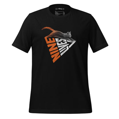 OMTHREAD Black / XS Nine Lives Cat Shirt Leaping Feline Graphic Vintage Distressed Tee