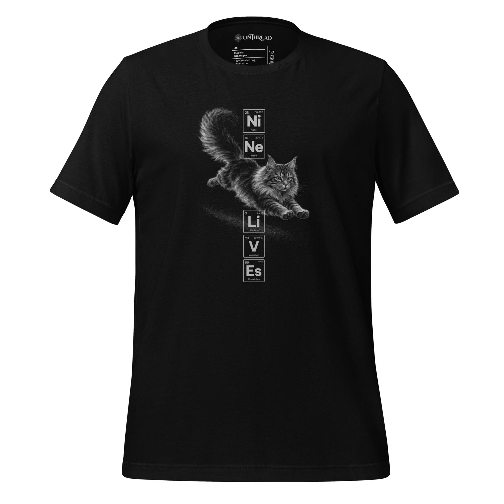 OMTHREAD Black / XS Nine Lives Science Cat Graphic Tee Periodic Table Style