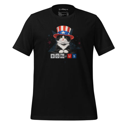 OMTHREAD Black / XS Patriot Tuxedo Cat Graphic Tee Born in USA 4th July