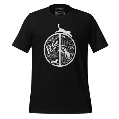 OMTHREAD Black / XS Peace Love Cats Retro Mandala T-Shirt