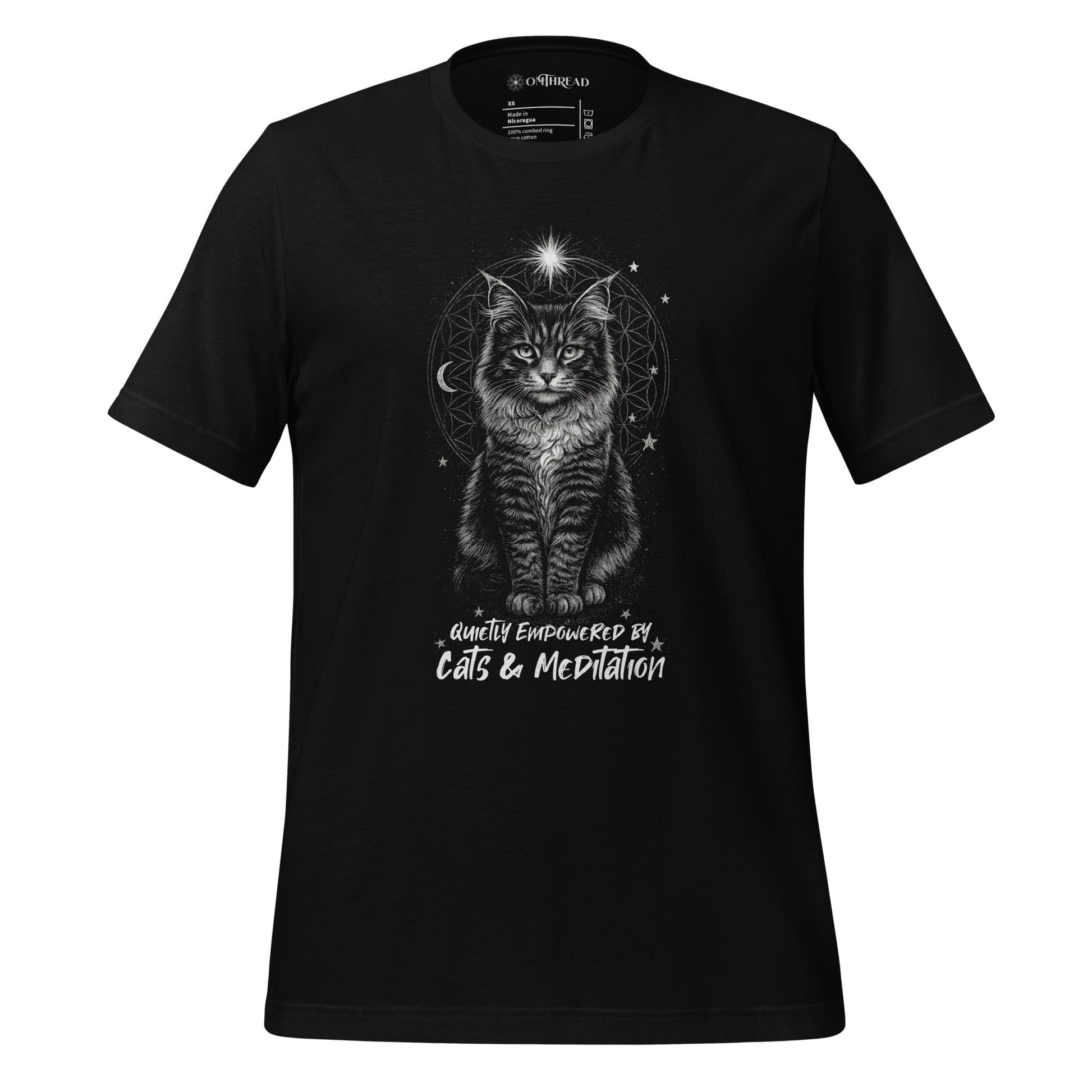 OMTHREAD Black / XS Quietly Empowered by Cats and Meditation Celestial Cat T-Shirt