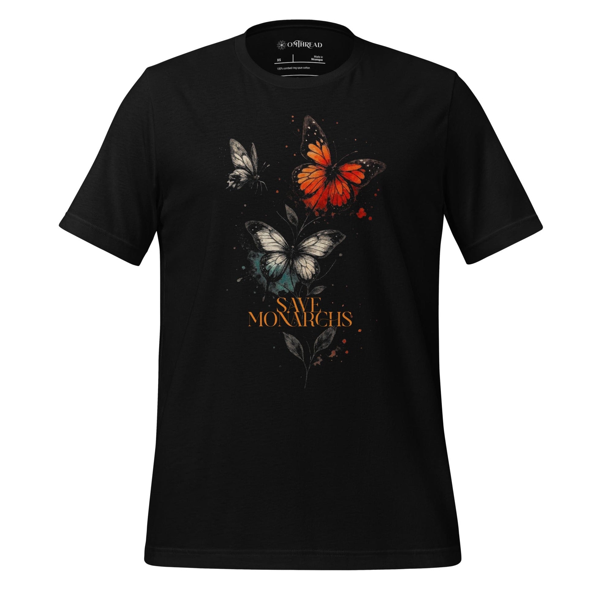 OMTHREAD Black / XS Save Monarchs Butterfly Shirt Floral Pollinator Conservation Tee by OMThread