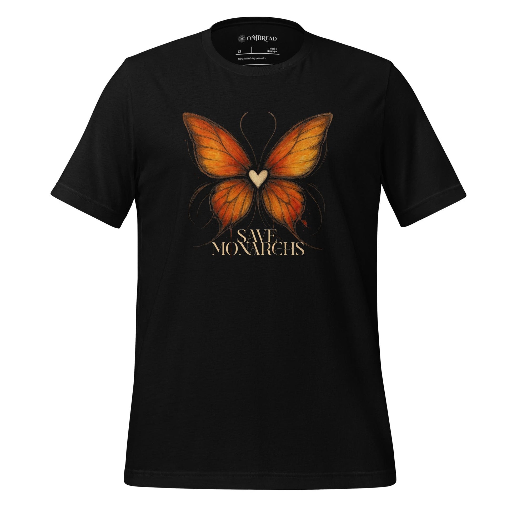 OMTHREAD Black / XS Save Monarchs Heart Butterfly Shirt Nature Conservation Tee by OMThread