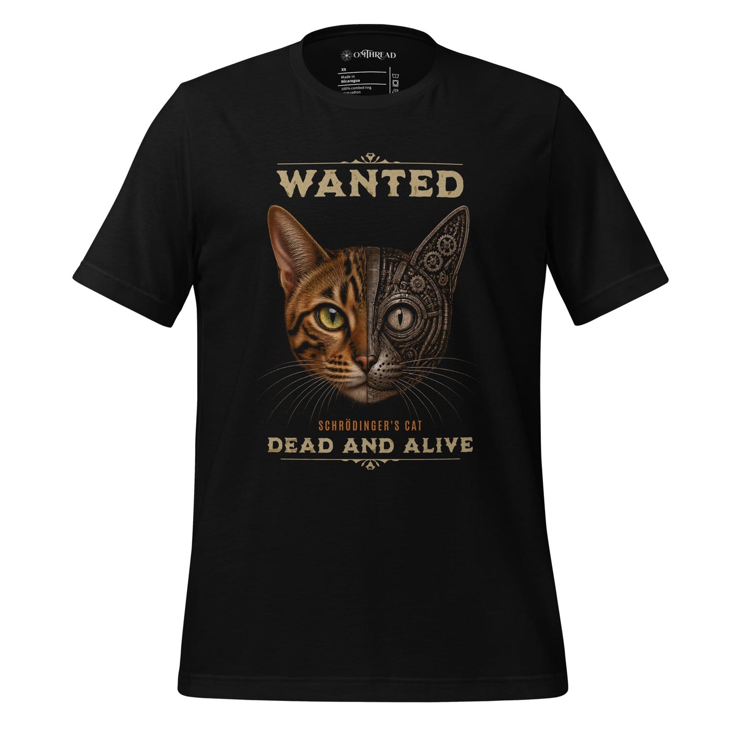 OMTHREAD Black / XS Schrodinger Bengal Cat Shirt Quantum Physics Science Tee
