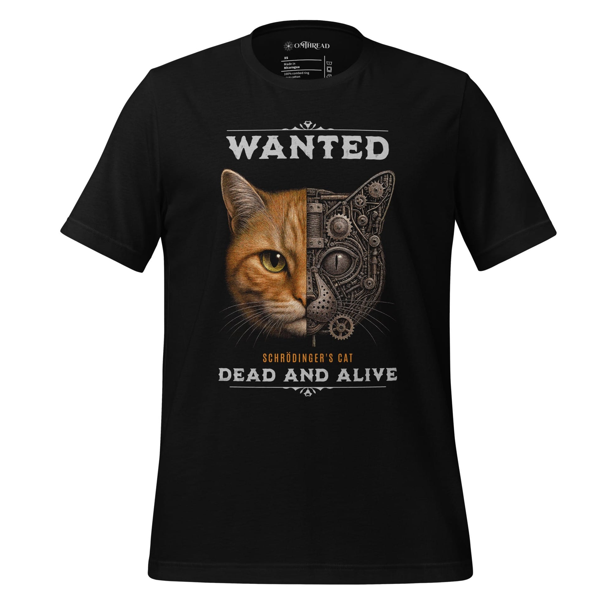 OMTHREAD Black / XS Schrodinger Orange Tabby Cat Shirt Science Physics Tee