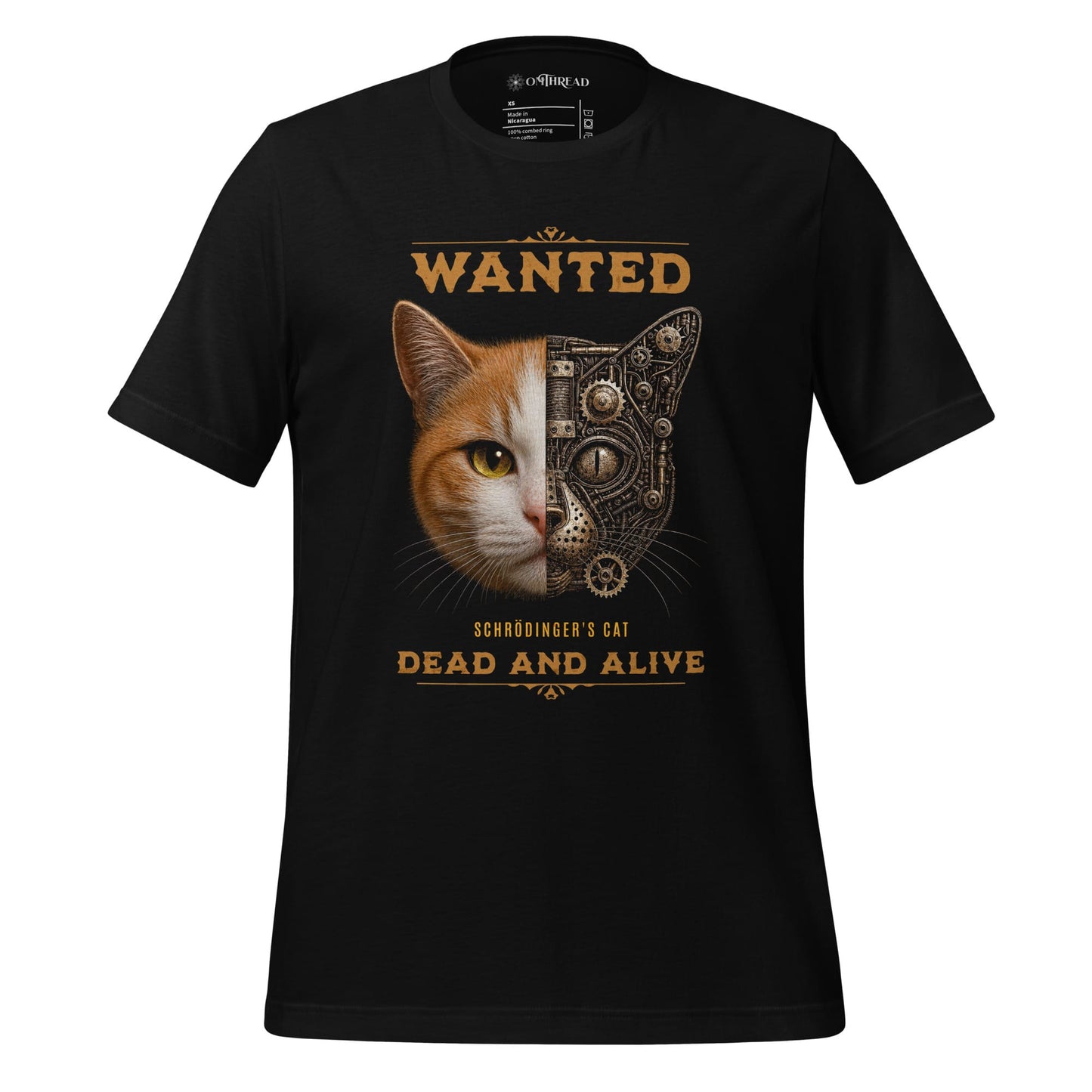 OMTHREAD Black / XS Schrodinger Orange White Cat Shirt Science Physics Tee