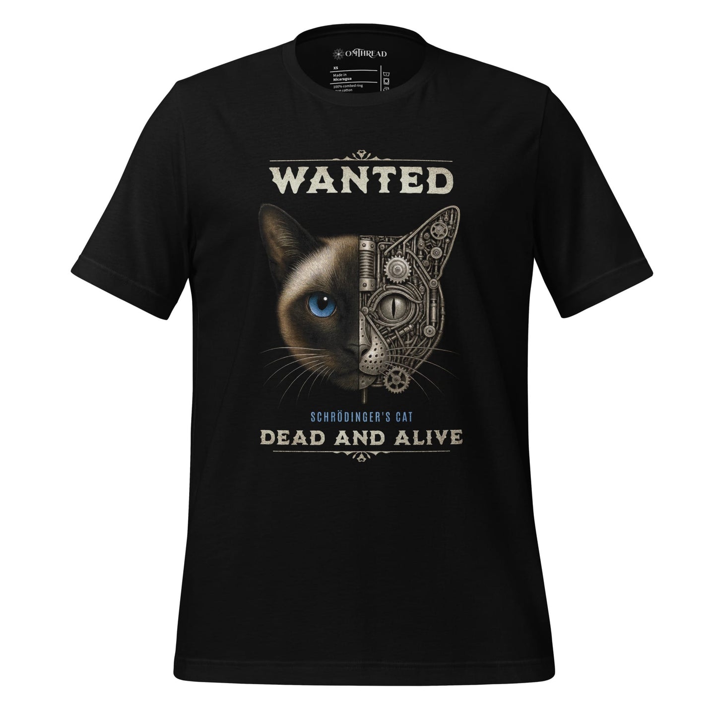 OMTHREAD Black / XS Schrodinger Siamese Cat Shirt Quantum Physics Science Tee