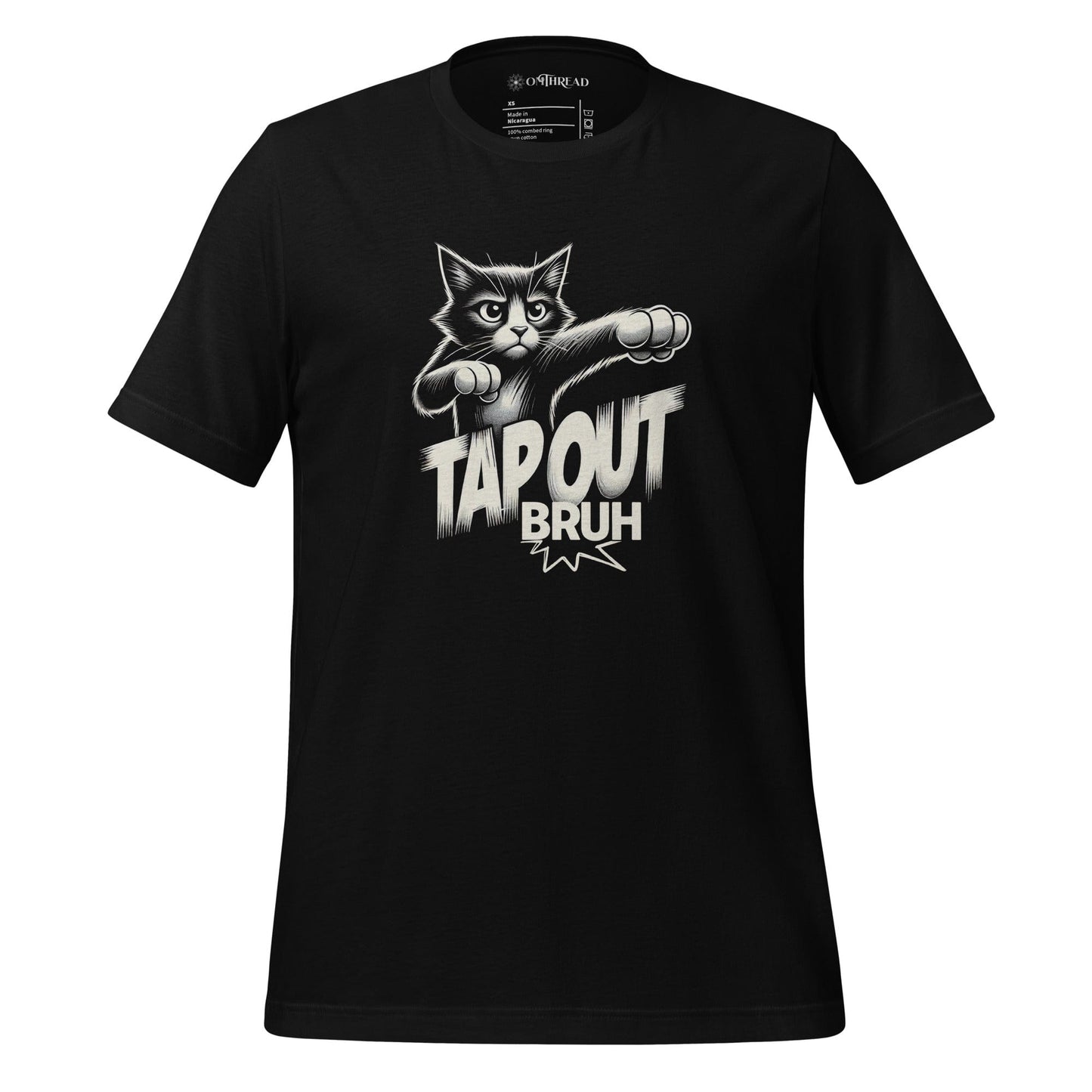 OMTHREAD Black / XS Tap Out Bruh Cat T-Shirt | Funny Fighting Cat Lover Graphic Tee