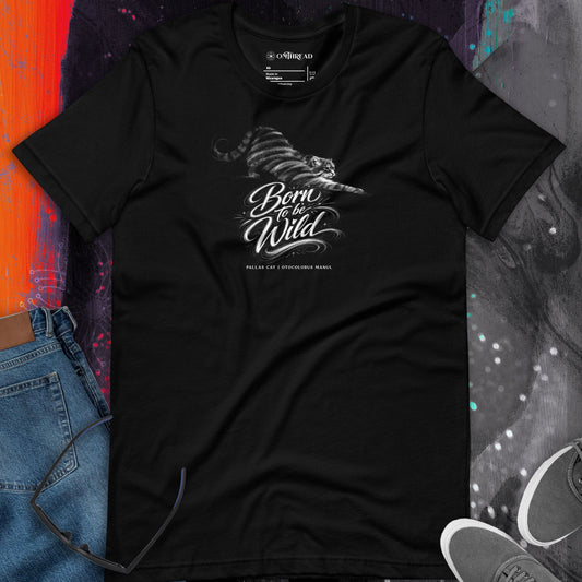 OMTHREAD Born to Be Wild Pallas Cat Sketch T-Shirt Otocolobus Manul Tee