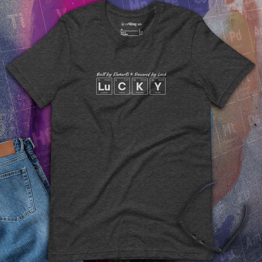 OMTHREAD Built by Elements Powered by Luck Tee | Chemistry Elements Shirt | Casual Science Shirt