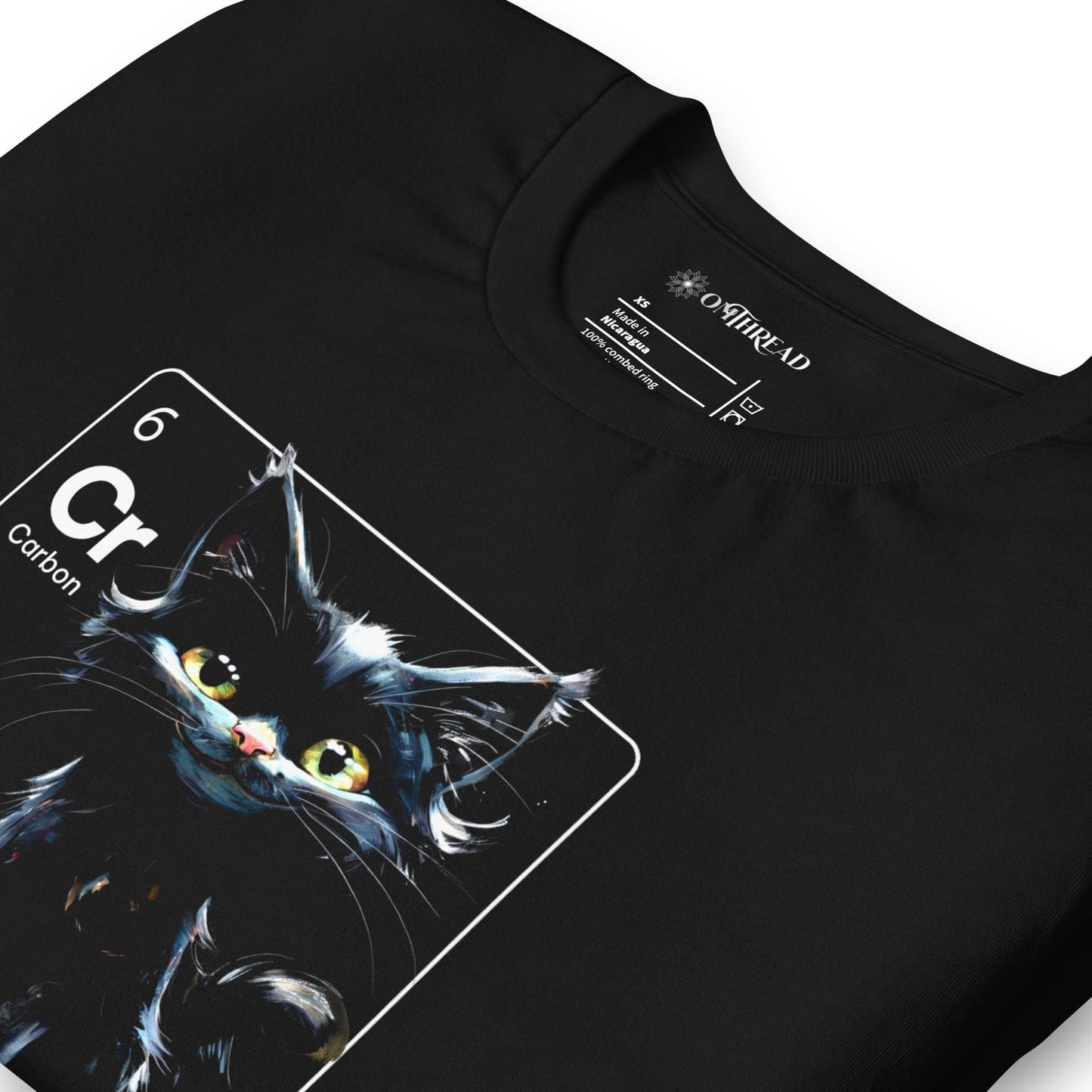 OMTHREAD Carbon Element Black Kitty Tee | Cr Chemistry Shirt | Magical Cat Lover Gift