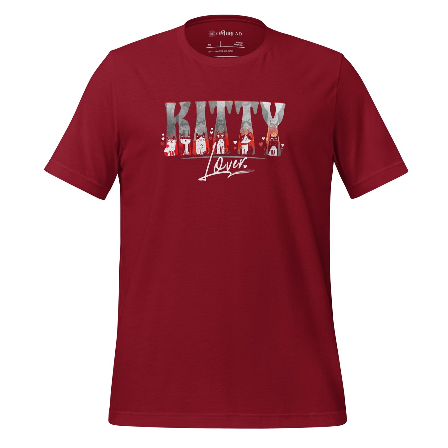 OMTHREAD Cardinal / XS Cute Cat Lover Shirt Kitty Lover Cat Graphic Tee