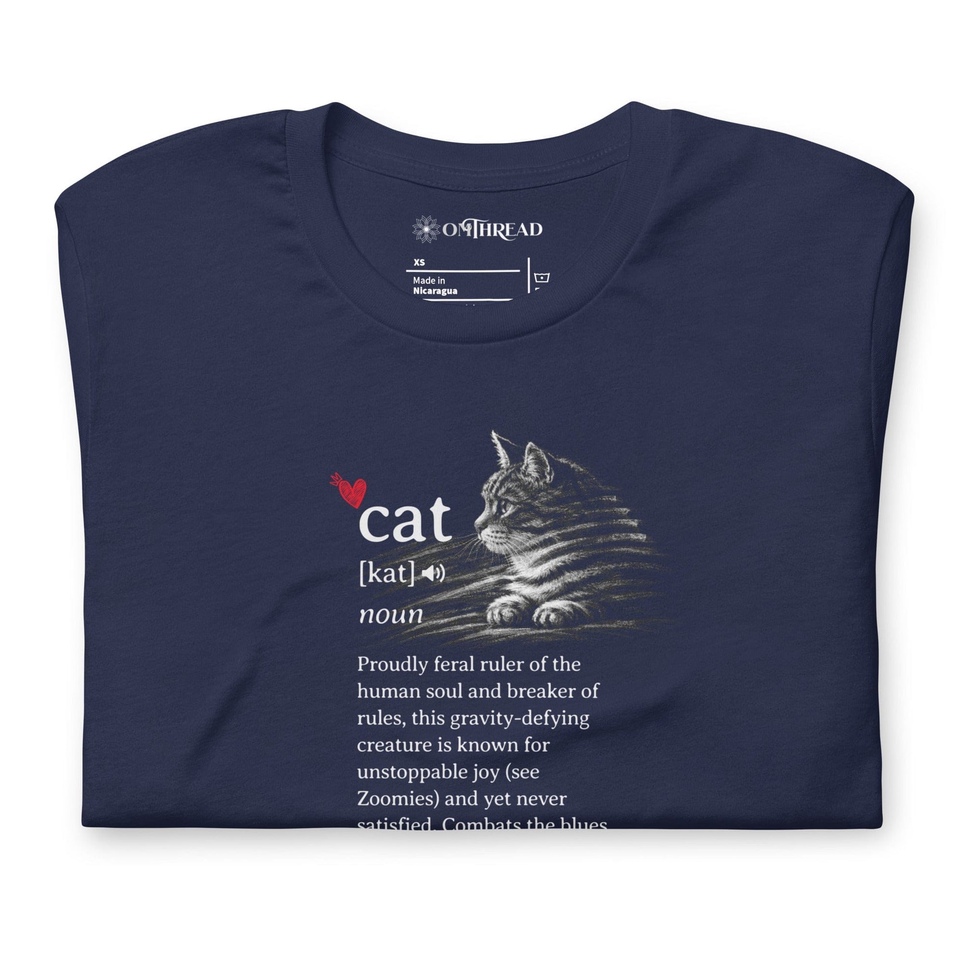 OMTHREAD Cat Definition Shirt Funny Cat Lover Typography Graphic Tee