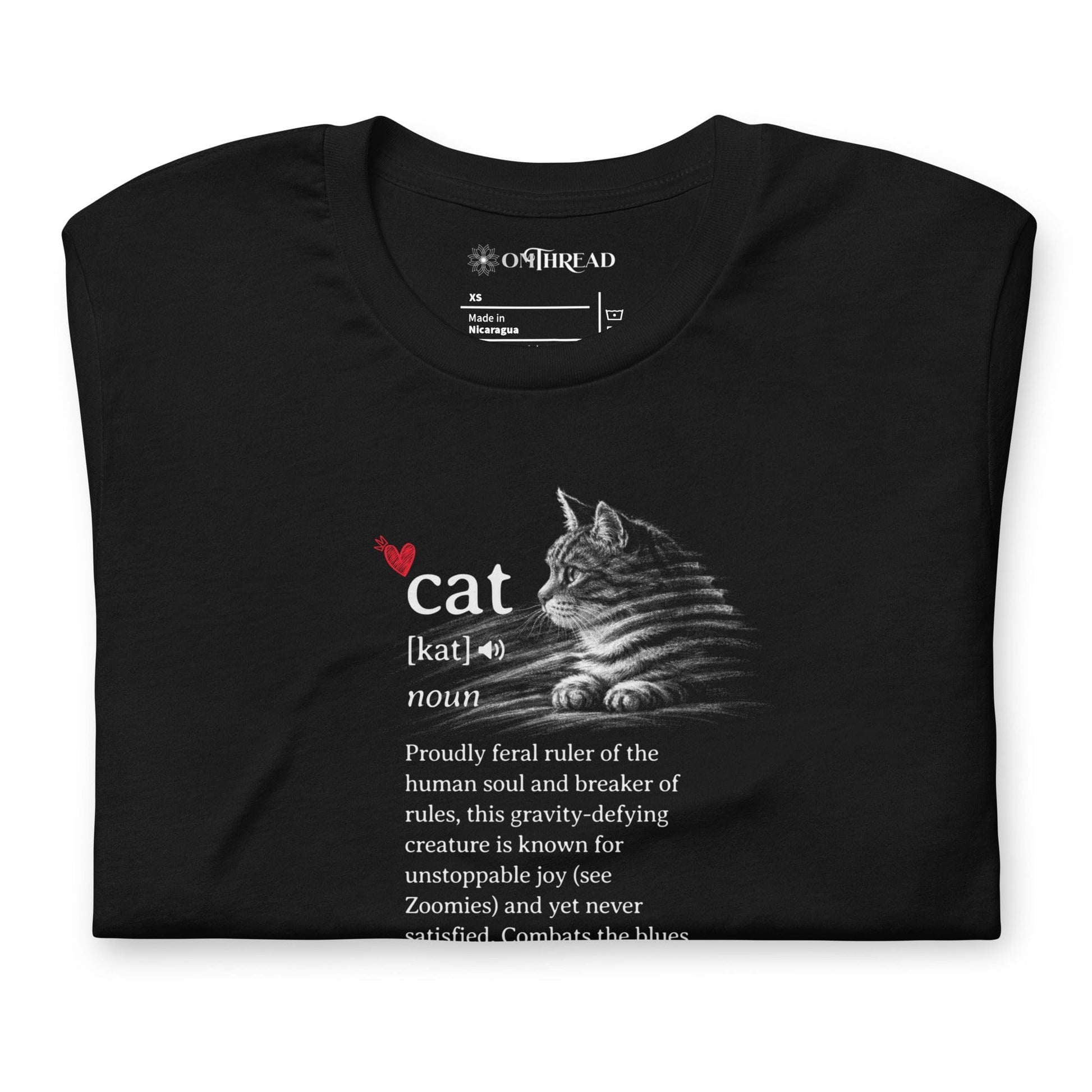 OMTHREAD Cat Definition Shirt Funny Cat Lover Typography Graphic Tee