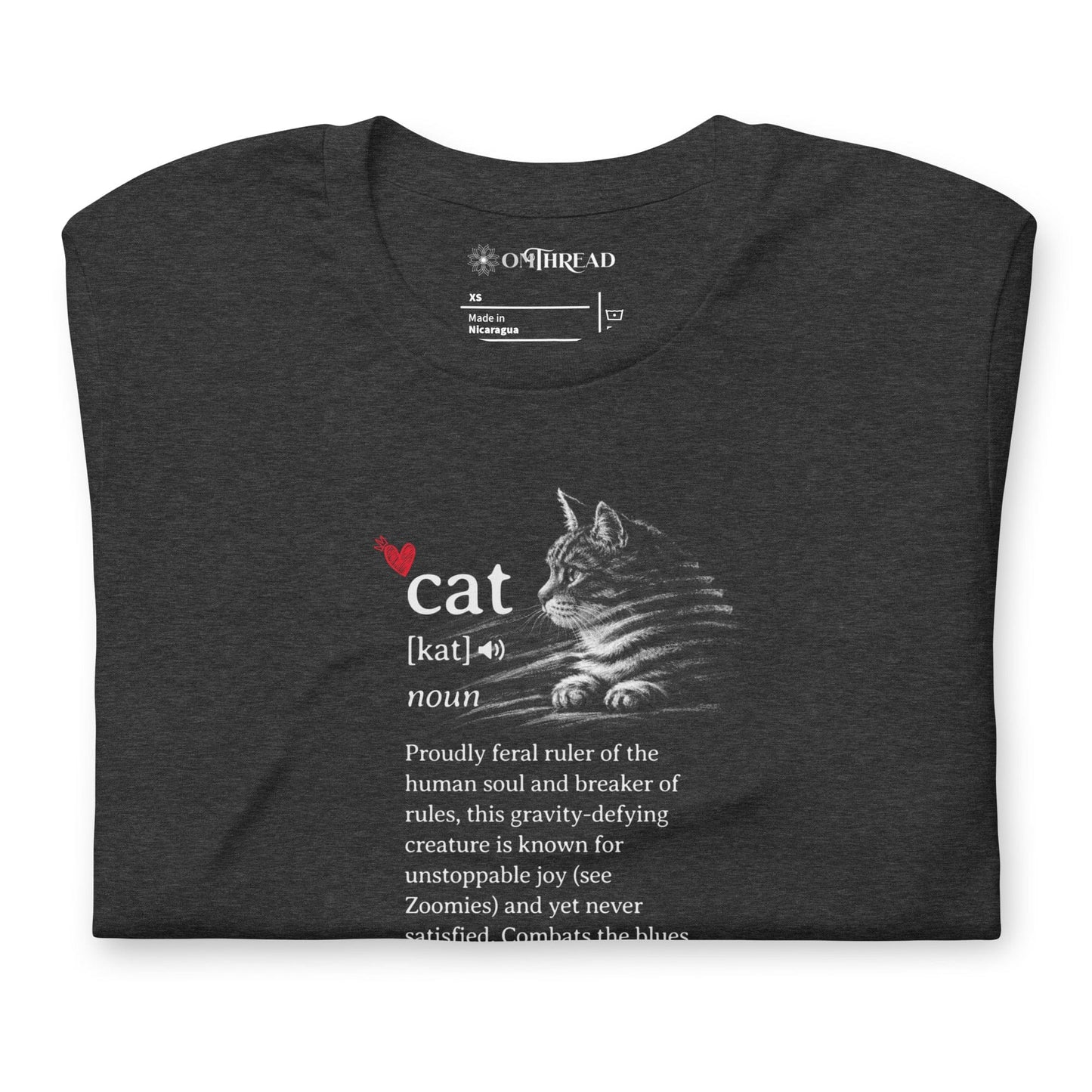 OMTHREAD Cat Definition Shirt Funny Cat Lover Typography Graphic Tee