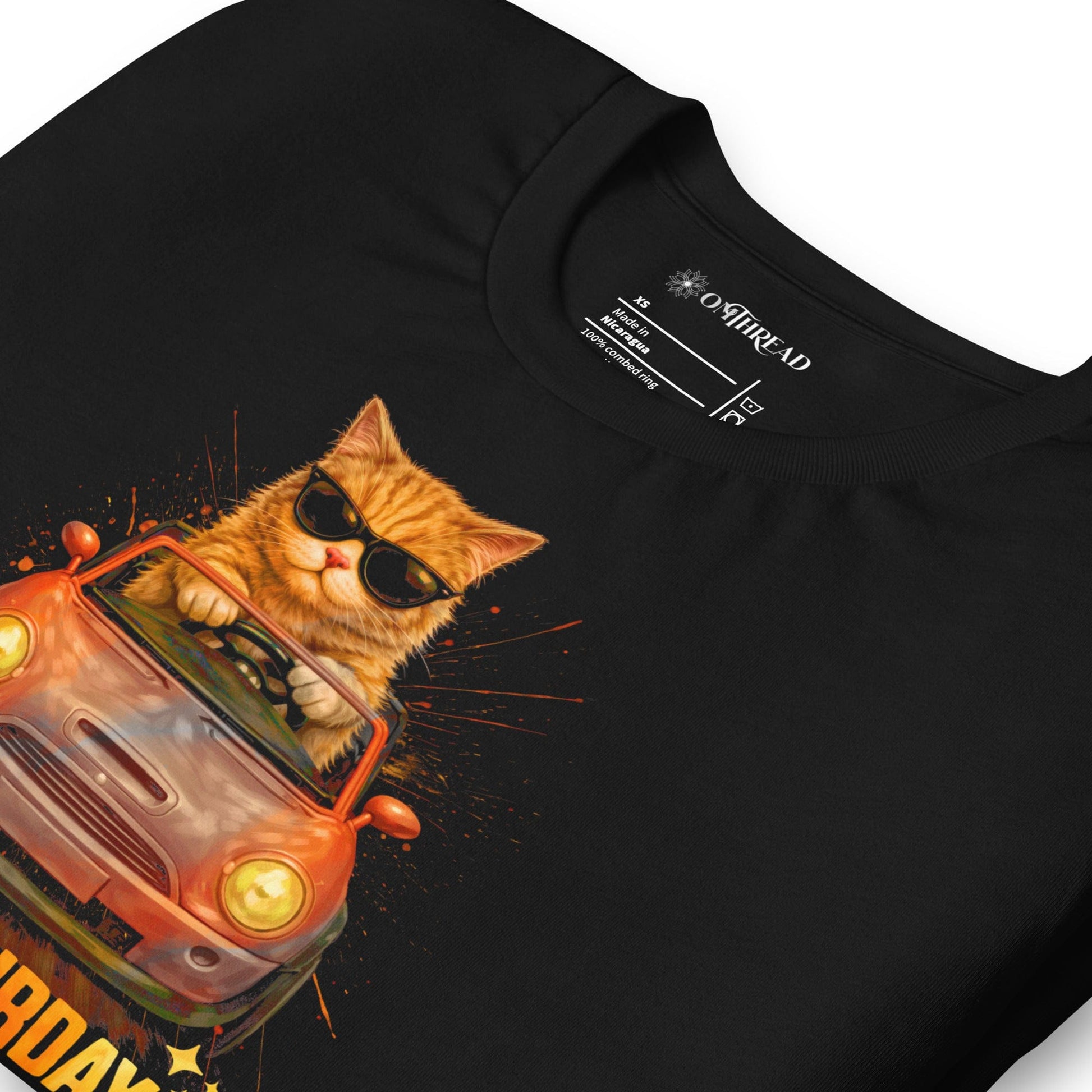 OMTHREAD Caturday Cat T-Shirt Funny Orange Cat Graphic Tee